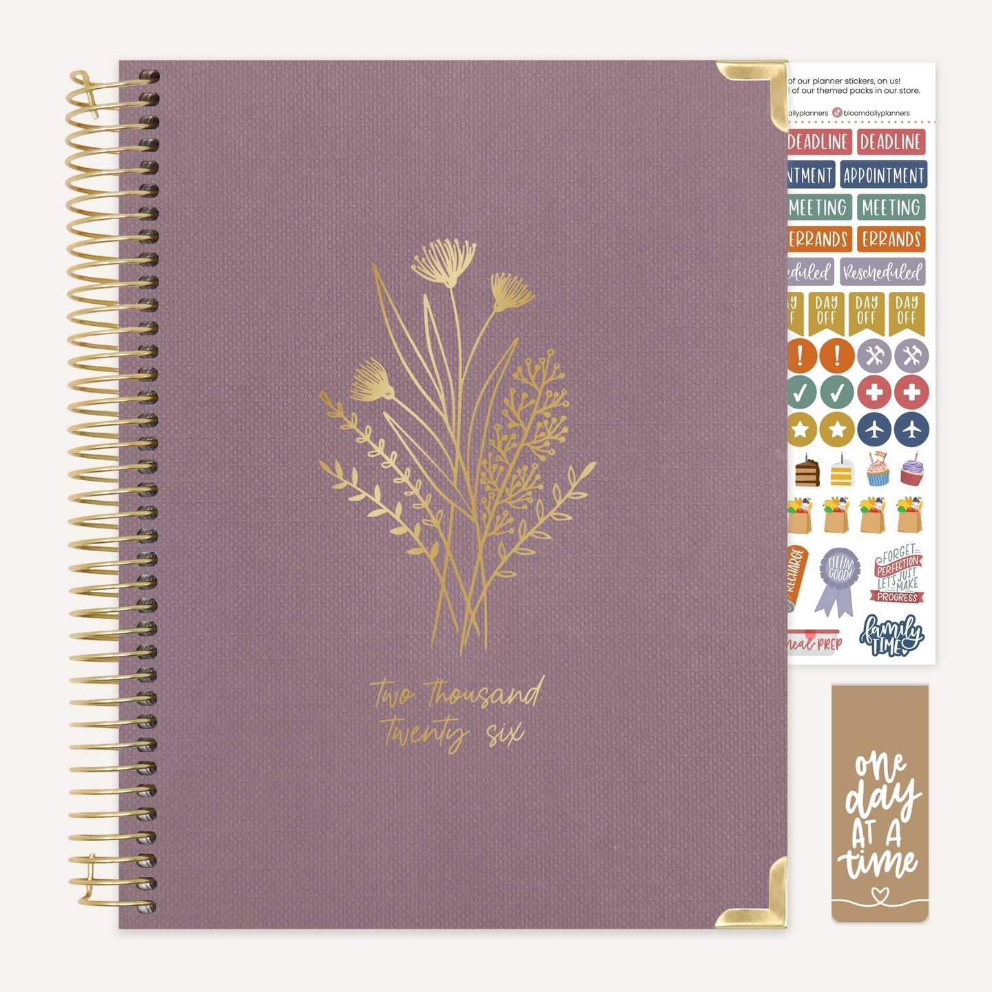 bloom daily planners 2026 Hard Cover Weekly &#x26; Monthly Planner, 8.5&#x22; x 11&#x22;, Linen, Purple