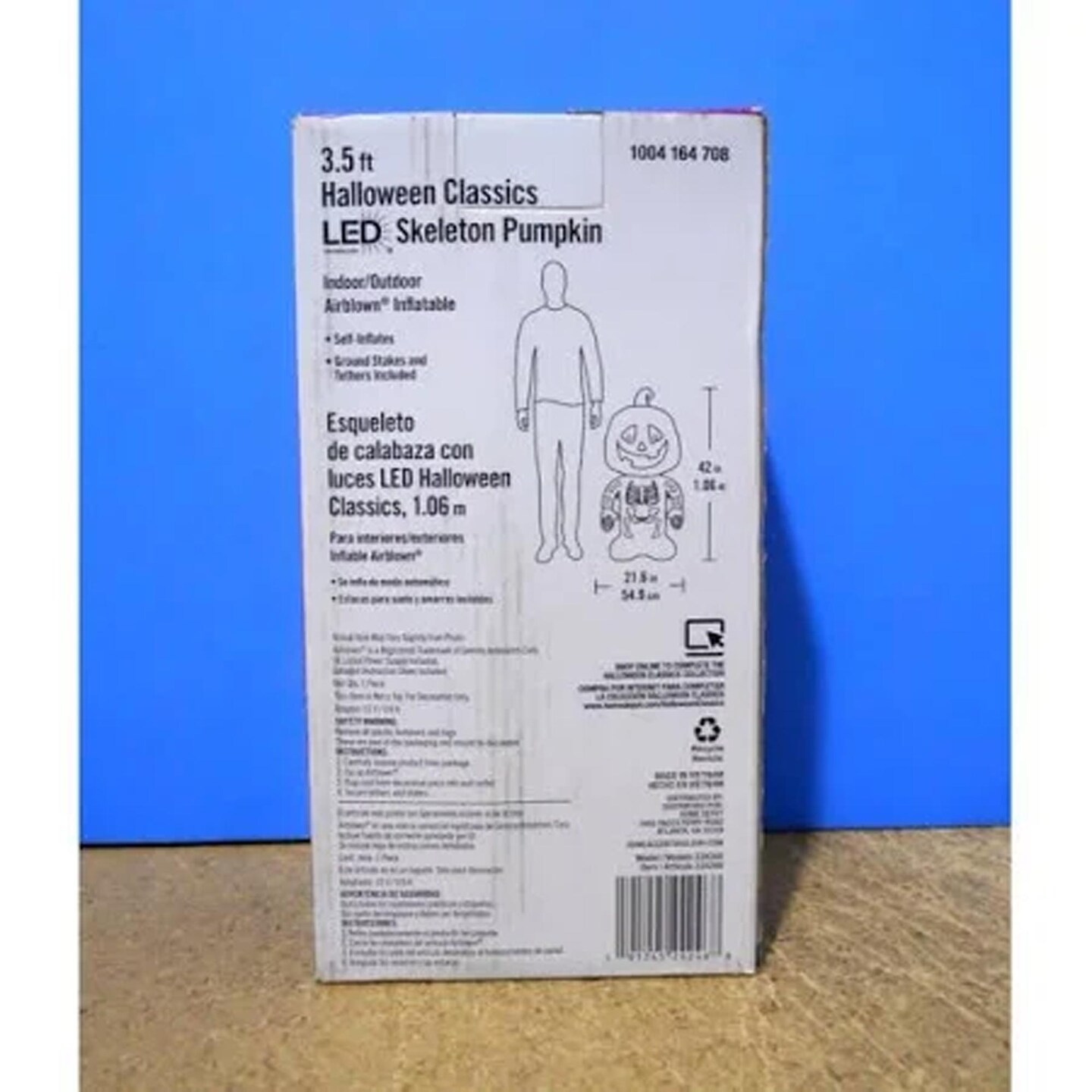 3.5 FT Halloween Classics LED Skeleton Pumpkin Airblown Inflatable Indoor Outdoor Decoration