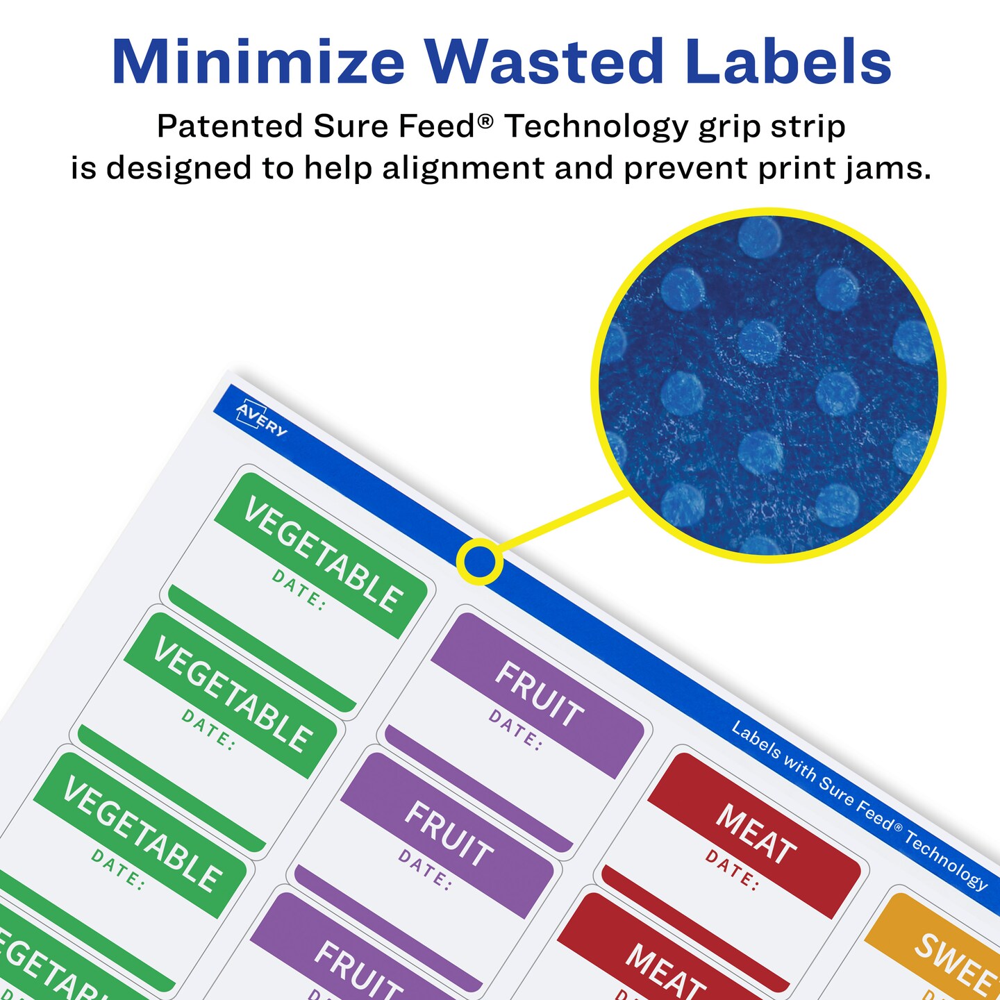 Avery Matte White Removable Rectangle Labels with Sure Feed Technology, 1" x 2.5"