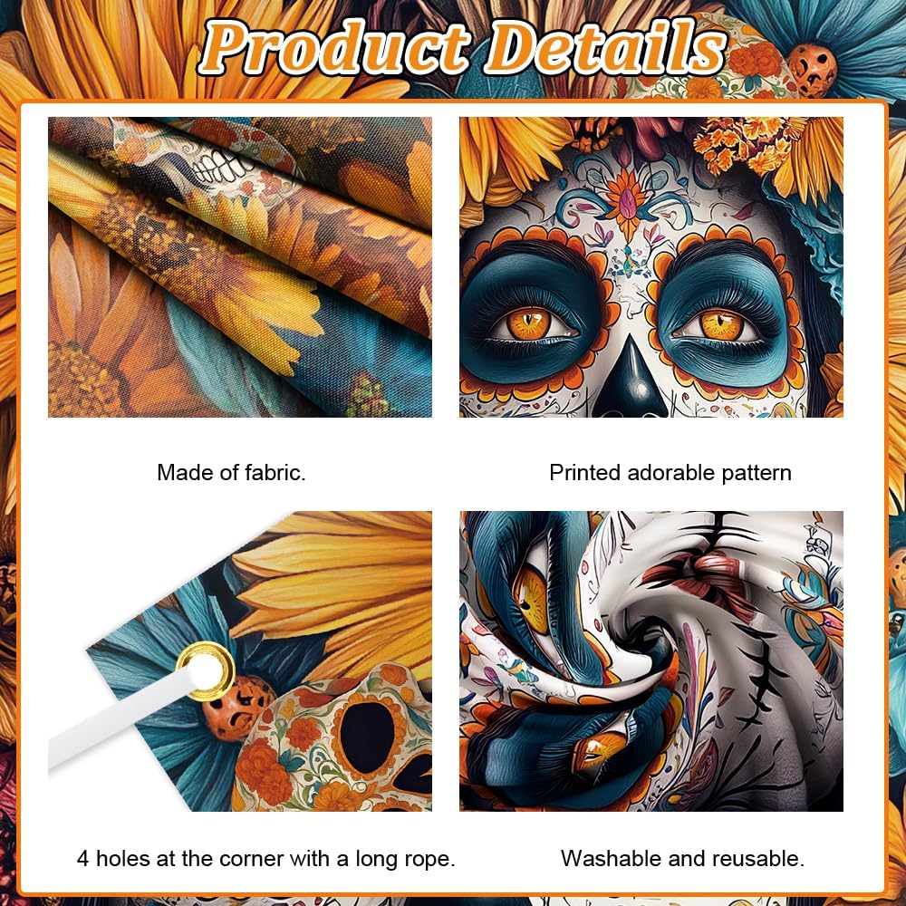 Day of The Dead Door Cover Dia De Los Muertos Backdrop (Gothic) 70&#x22;L x 35&#x22;W
