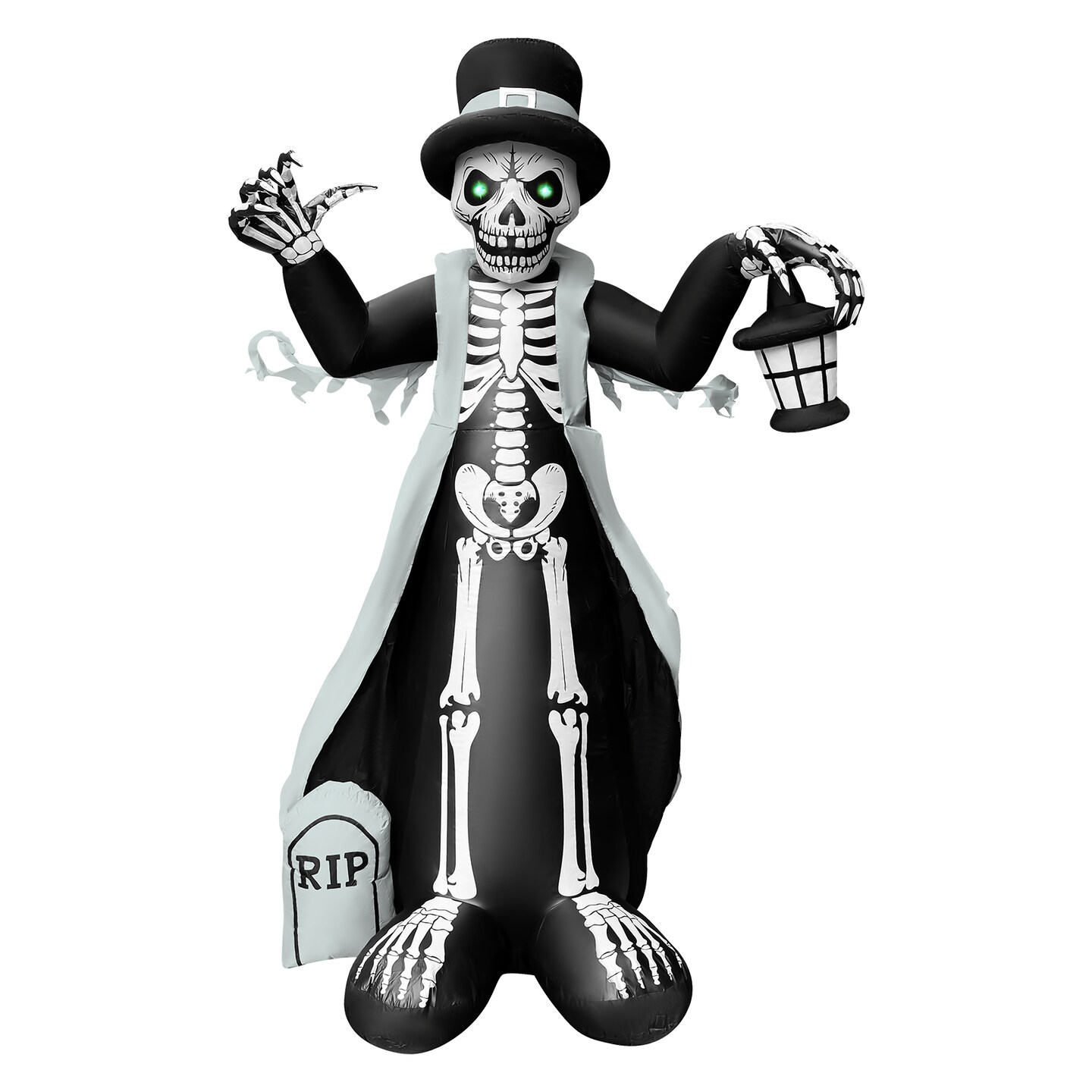 GOOSH 8.2FT Inflatable Skeleton with Top Hat and Lantern &#x2013; Light-Up Halloween Yard Decoration