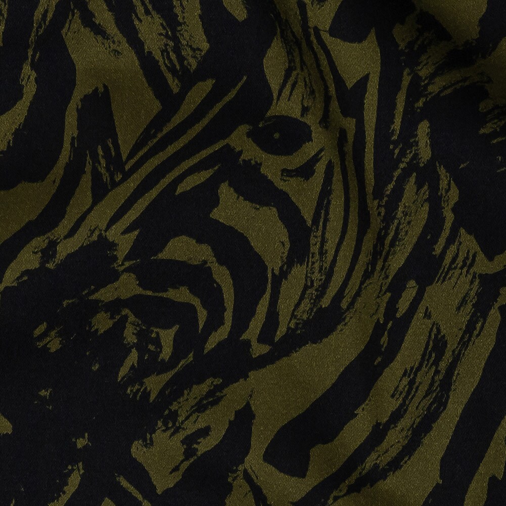 1 Yard Stretch Cotton Sateen Olive Zebras and Stripes Marajo Print fabric
