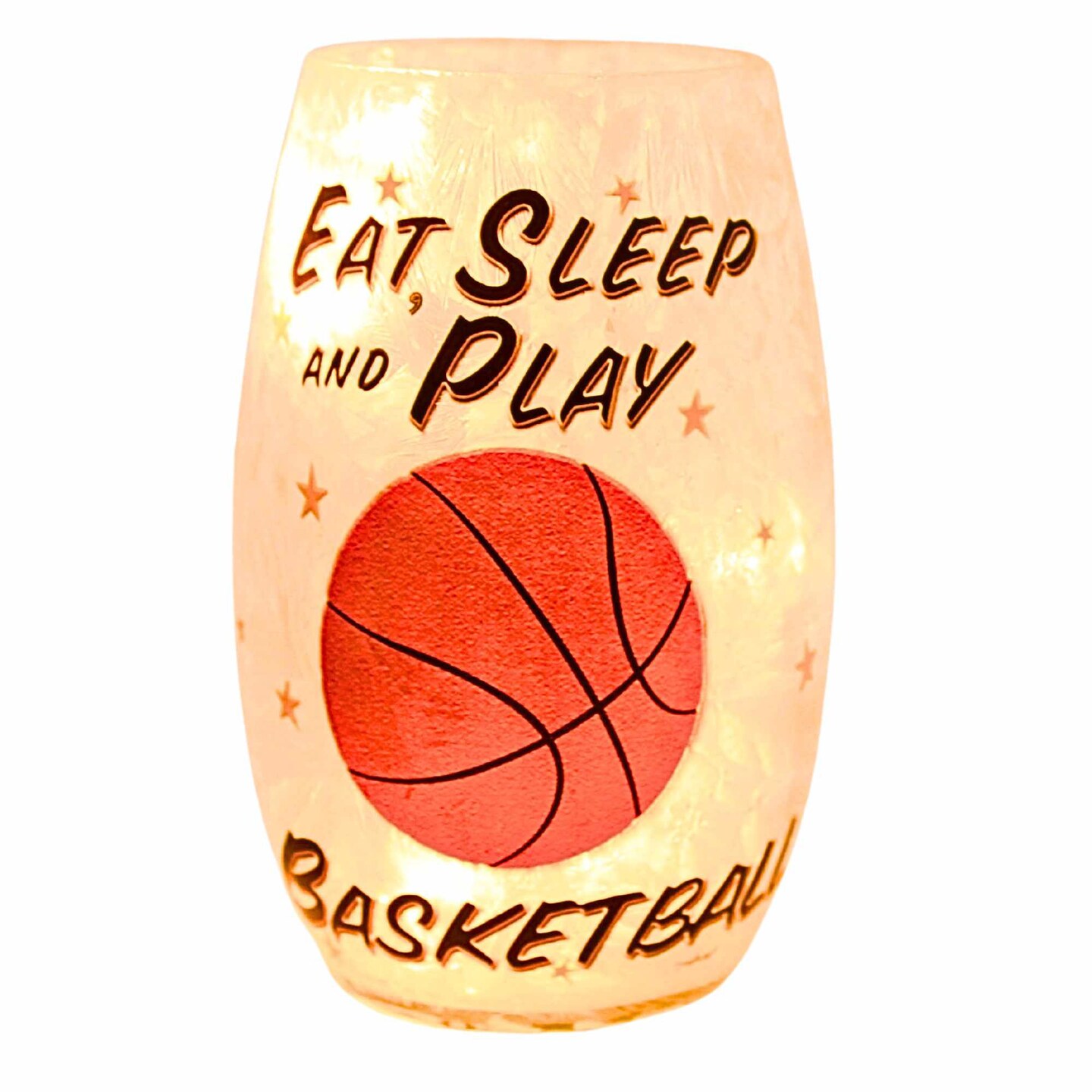 Stony Creek 5.0 Inch Play Bal Pre-Lit Small Vase Everyday Lighted Glass Accent , Sports Game Electric