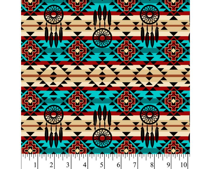 Native Dreamcatcher Cotton Fabric | By the Yard | Sewing and Crafting | 44 inches wide