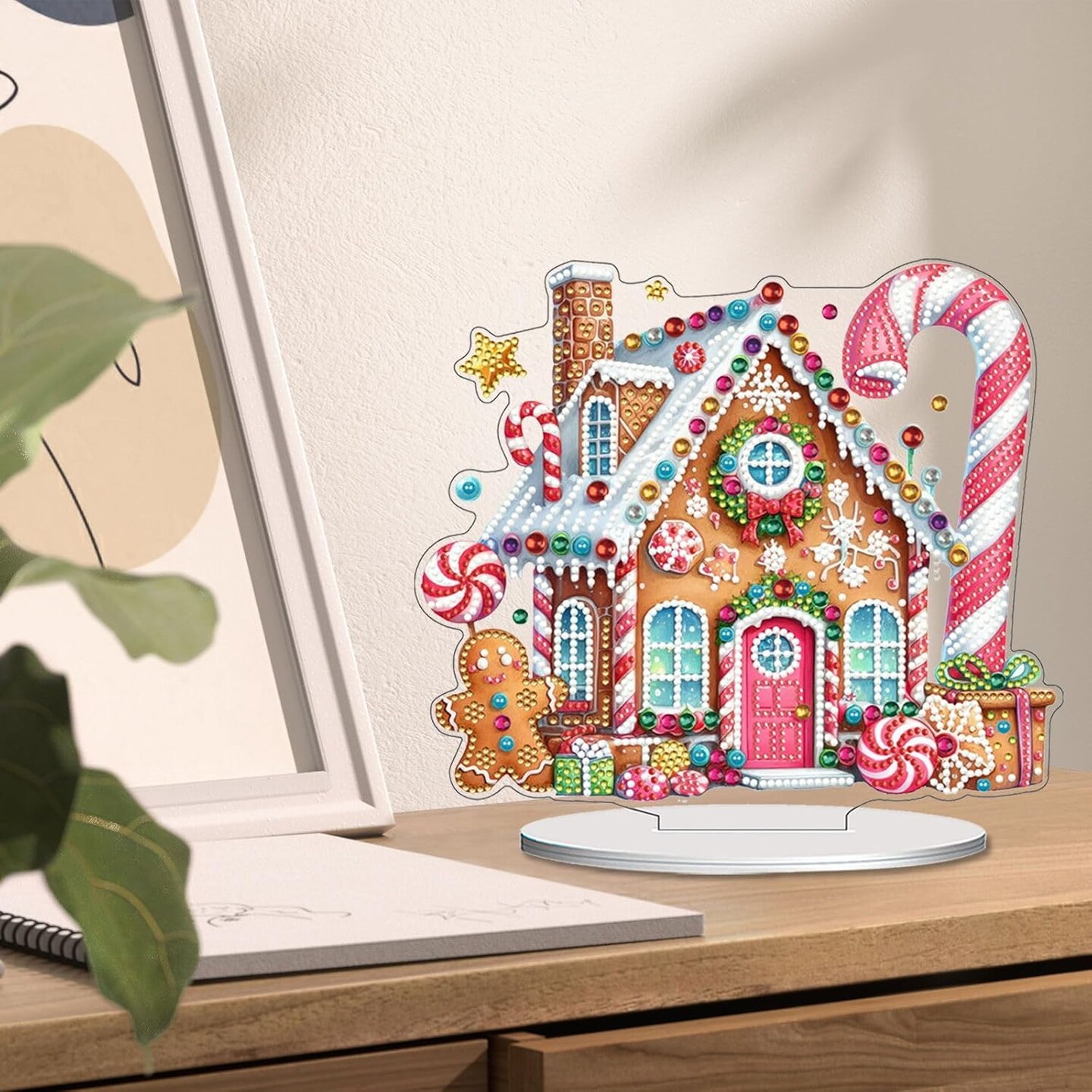 Christmas Diamond Art Tabletop Painting Kit (Gingerbread House) 9.8 x 0.7 x 9.8 inches