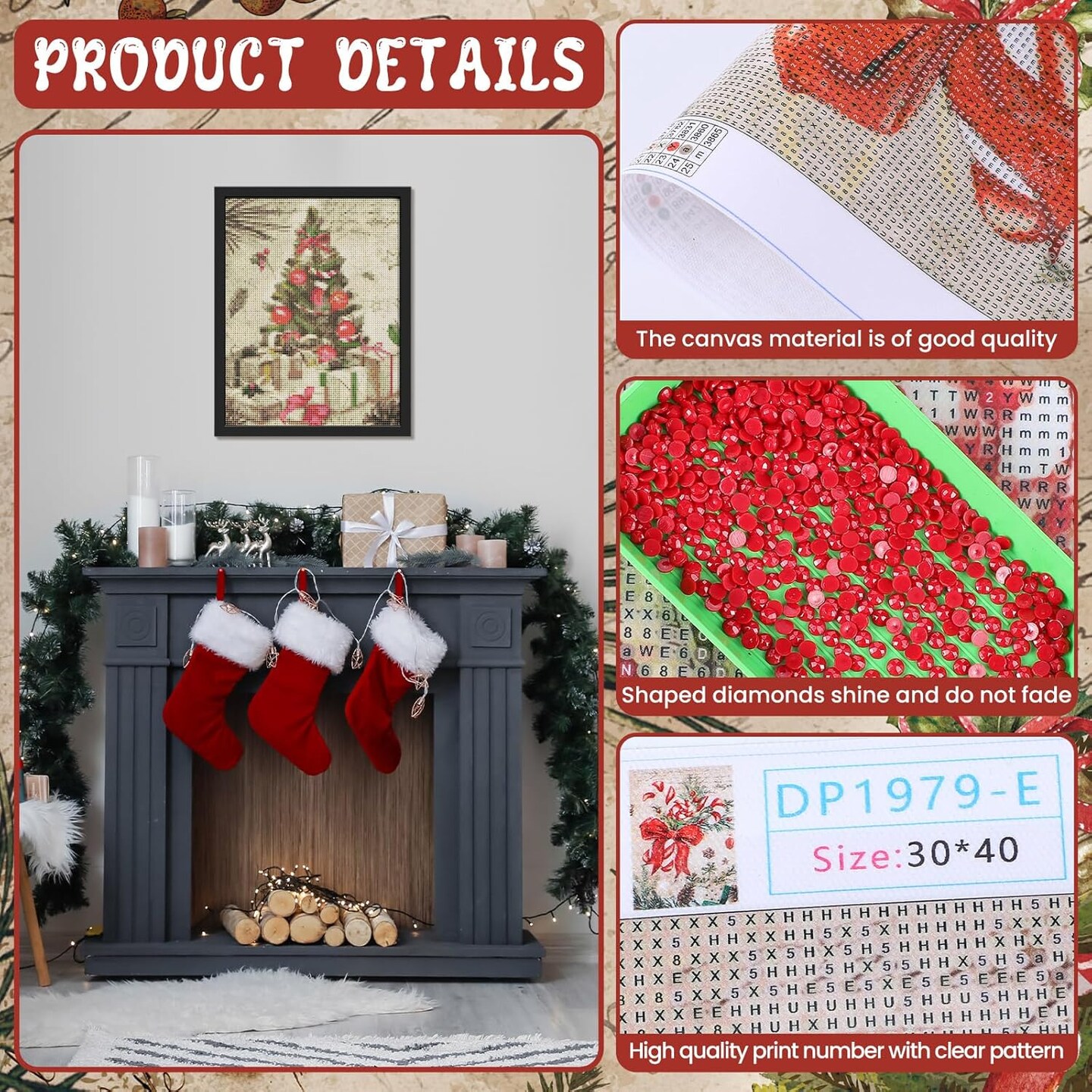 6 Pcs Christmas Diamond Painting Kits for Adults(multicolor)