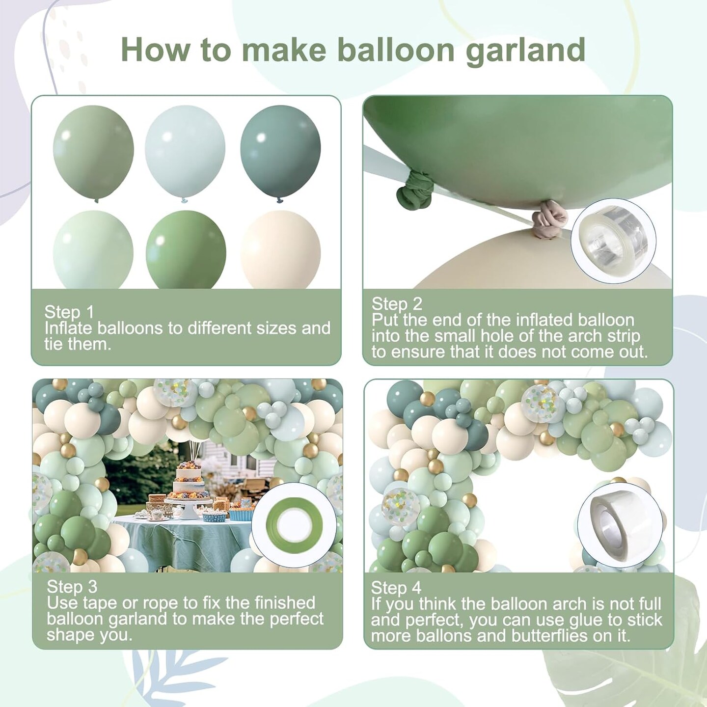 150Pcs Dusty Blue Green Balloon Garland Arch Kit (Dusty Blue Green) 4 x 6 x 2 inches