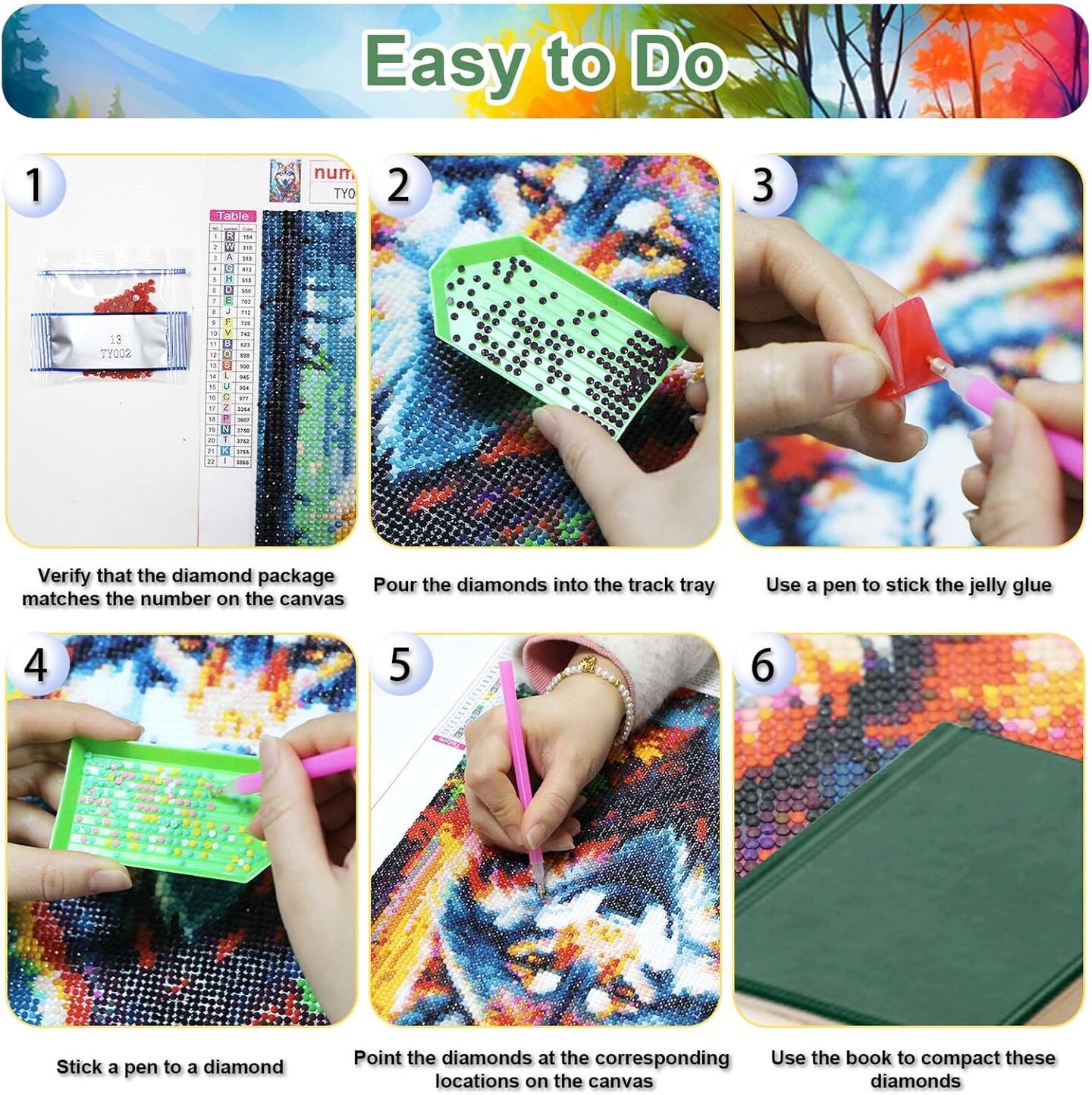 6Pack Diamond Art Kits Crafts by Numbers Kits for Adults Beginners (6-pcs-Christmas) 10 x 2 x 2.7 inches