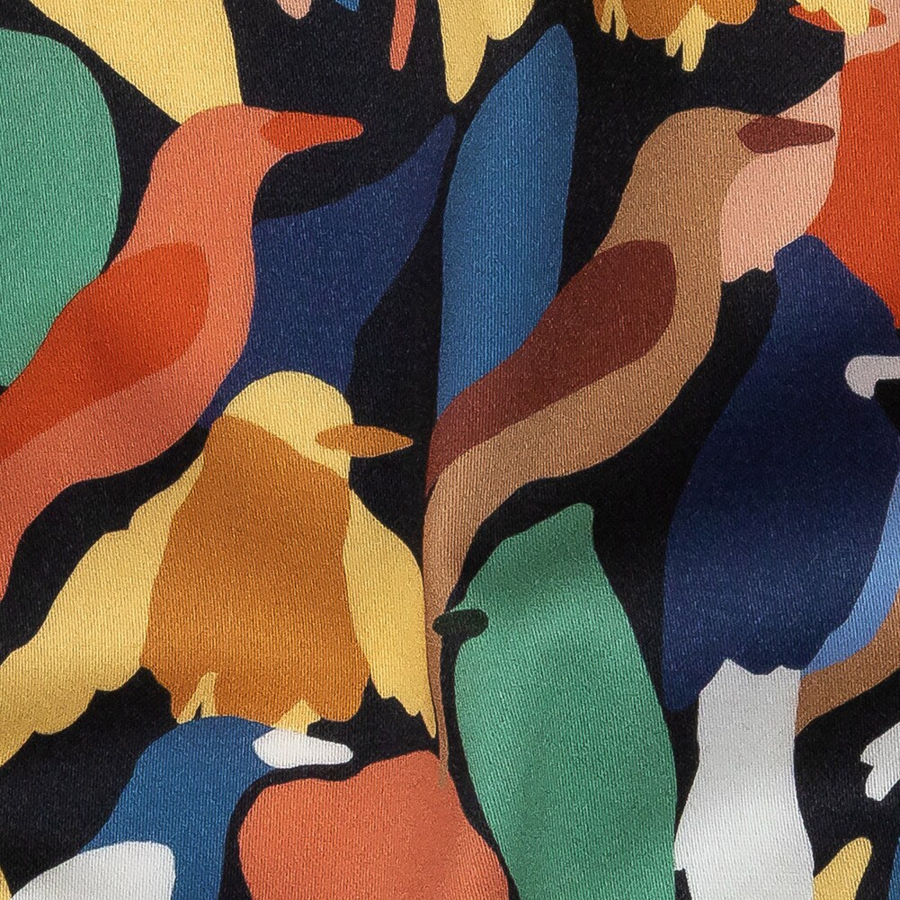 1 Yard Bijou Blue Abstract Passerine Pigmentation Stretch Cotton Sateen Fabric