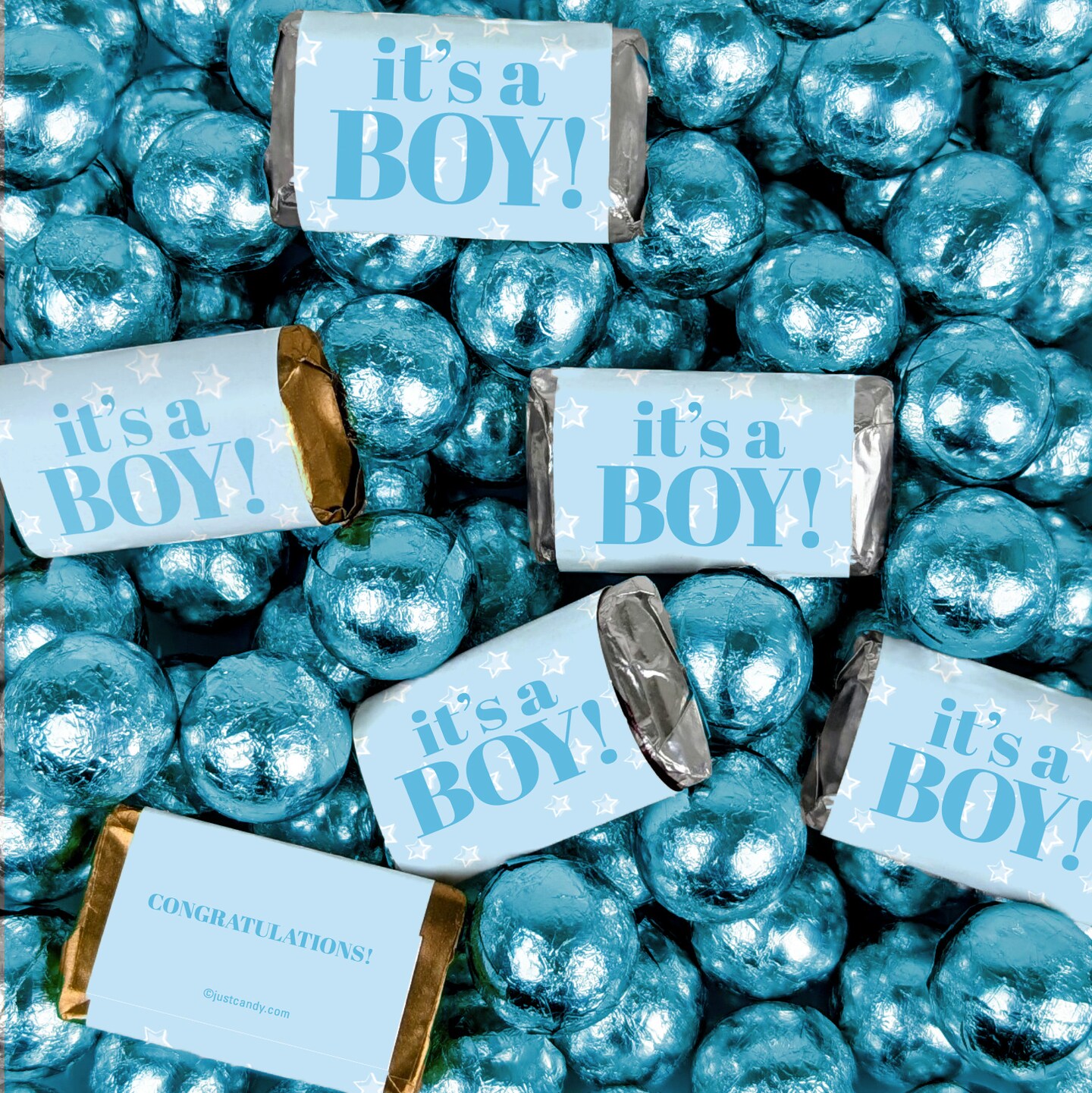 It's A Boy Stars Themed Hershey's Miniatures and Chocolate Balls