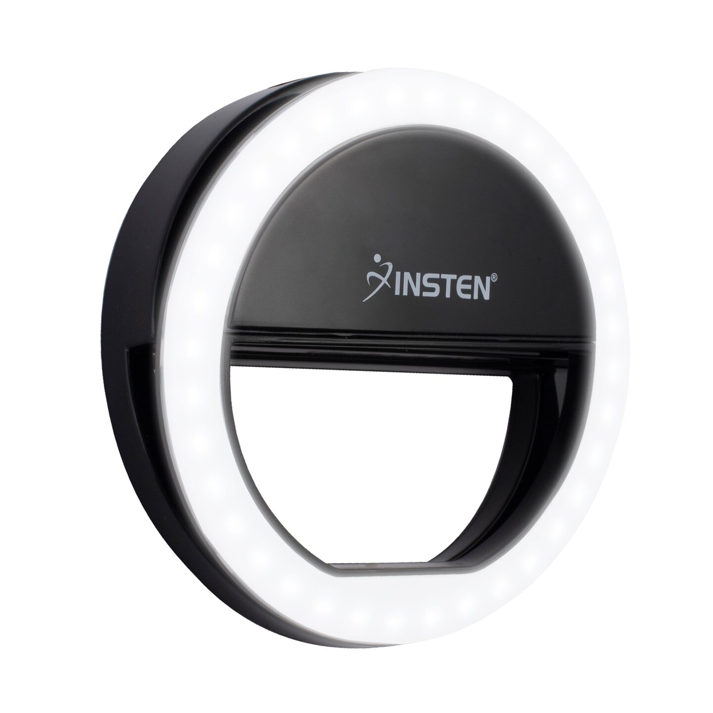 Insten 3&#x22; Mini LED Selfie Ring Light with Clip for Laptop Tablet Cell Phone Video, Dimmable, 36 Beads, Battery Powered, Black