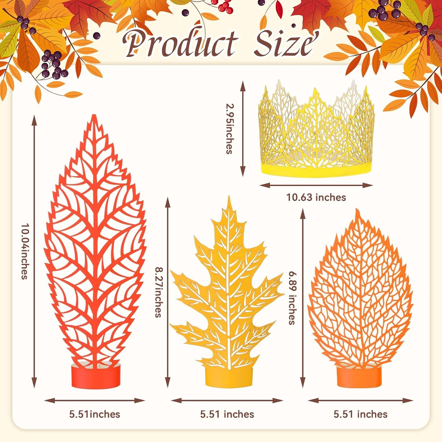 4 Pcs Fall Leaves Signs Tabletop Decor(orange, yellow)