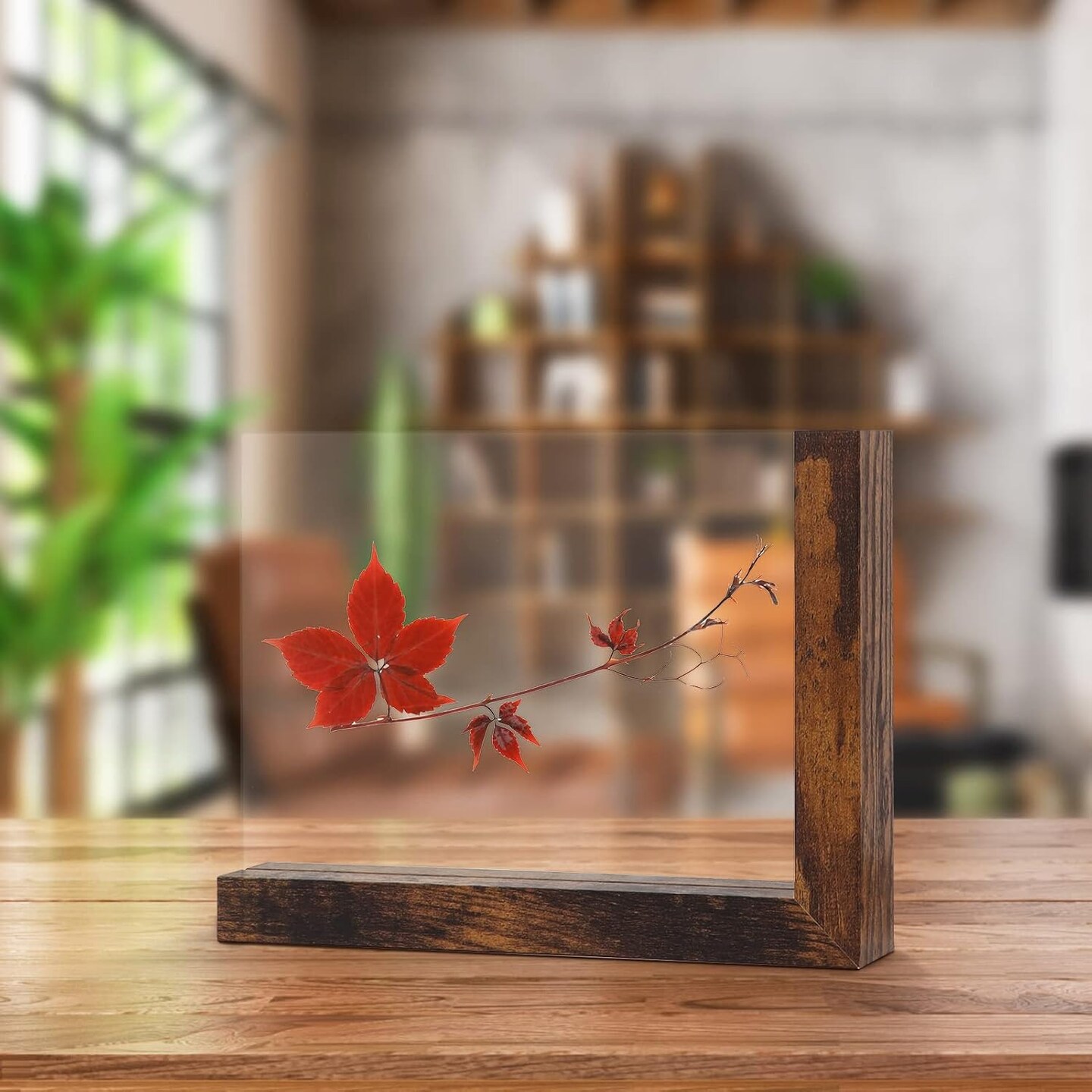 5x7 Picture Frames Set of 2, Double Sided Frame Display Holder with Rustic L Shaped(Brown)8.4"L x 6.4"W