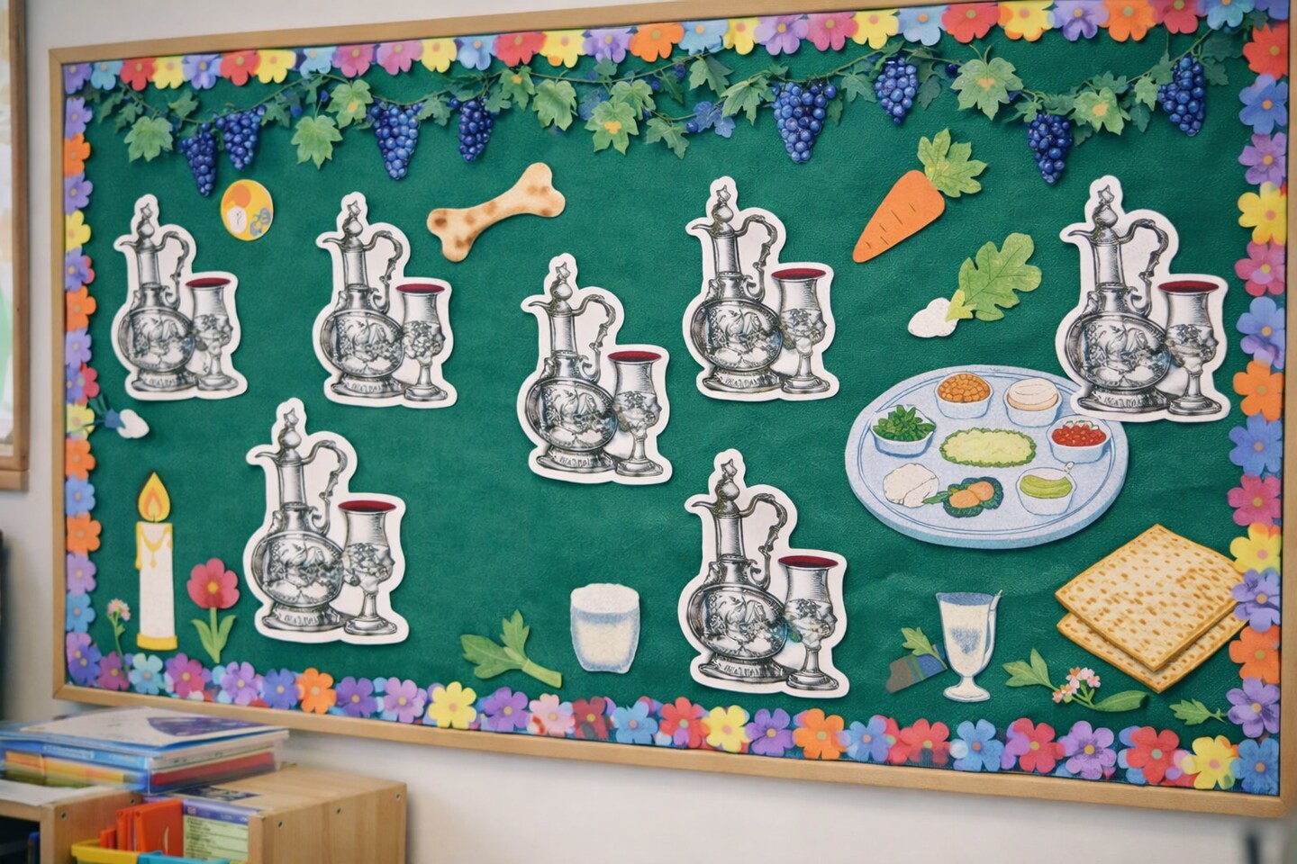 Passover Silver Wine Bottle & Kiddush Cup Cardstock Cutouts – Pesach Seder Craft Decorations for Jewish Classroom Projects & Bulletin Boards, 20 Pack (2" x 4")