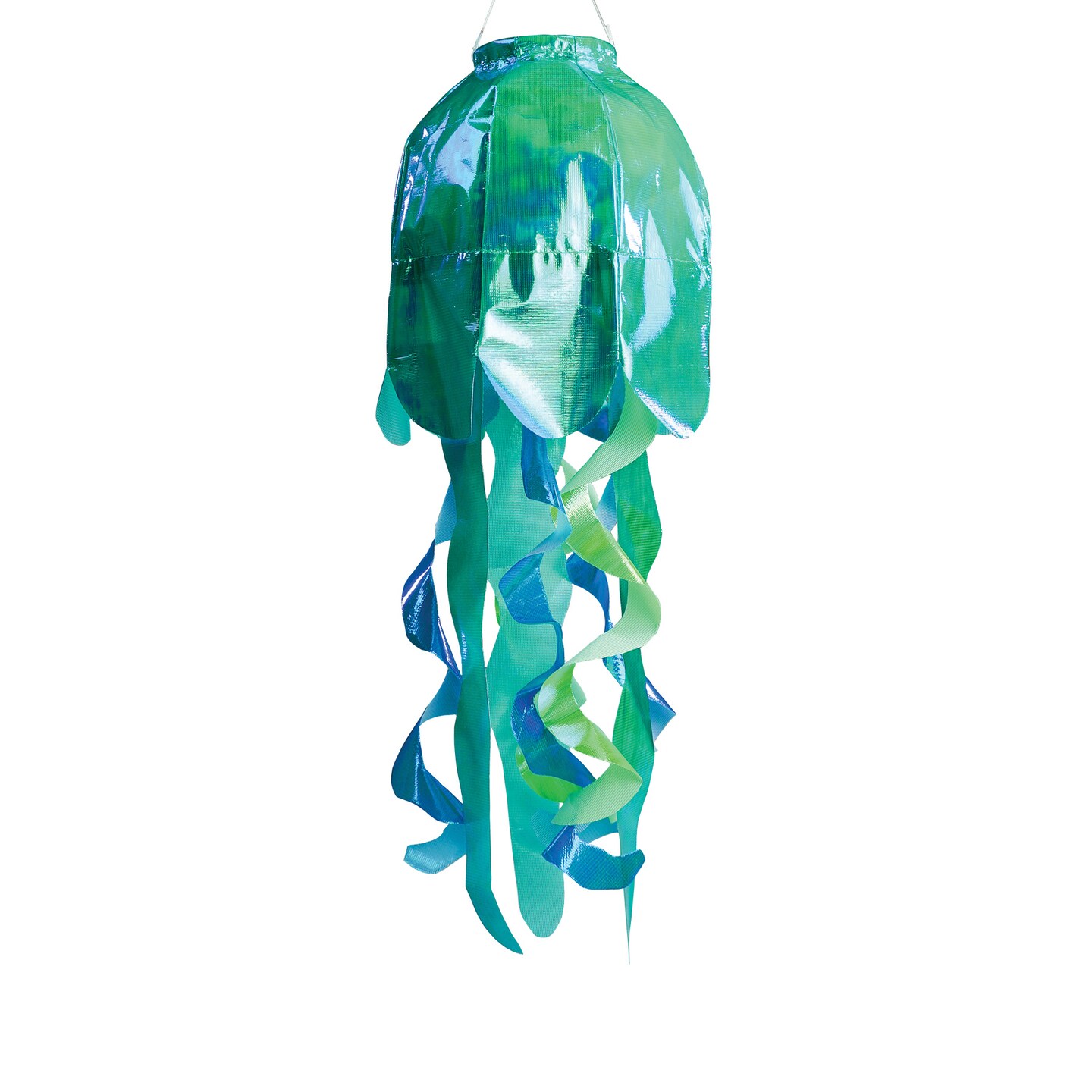 In the Breeze 5264 — 18-inch Teal Iridescent Jellyfish 3D Windsock — Bright, Sparkling Marine Life Outdoor Decor