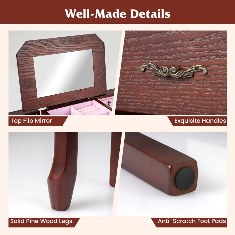 Tall Jewelry Box with 4 Drawers, 2 Side Doors, and Organized Storage