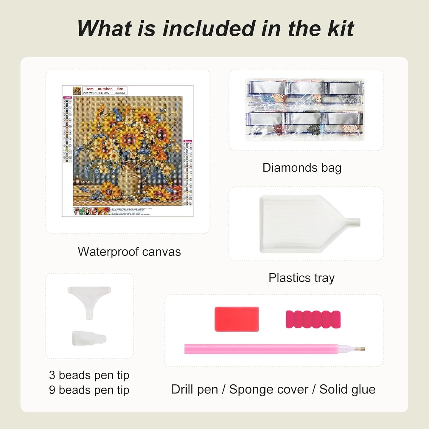 Sunflower Diamond Art Kits for Adults - 11.8x11.8 Inch 5D Full Drill Round Diamond Painting - DIY Floral Gem Art for Beginners - Rhinestone Bead Craft for Home Wall Decor & Creative Gifts