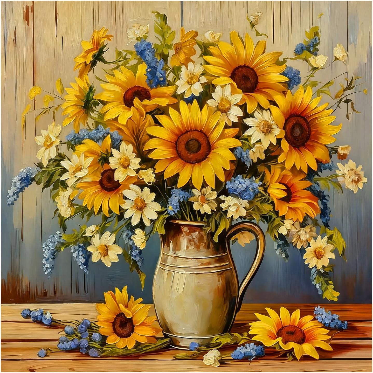 Sunflower Diamond Art Kits for Adults - 11.8x11.8 Inch 5D Full Drill Round Diamond Painting - DIY Floral Gem Art for Beginners - Rhinestone Bead Craft for Home Wall Decor & Creative Gifts