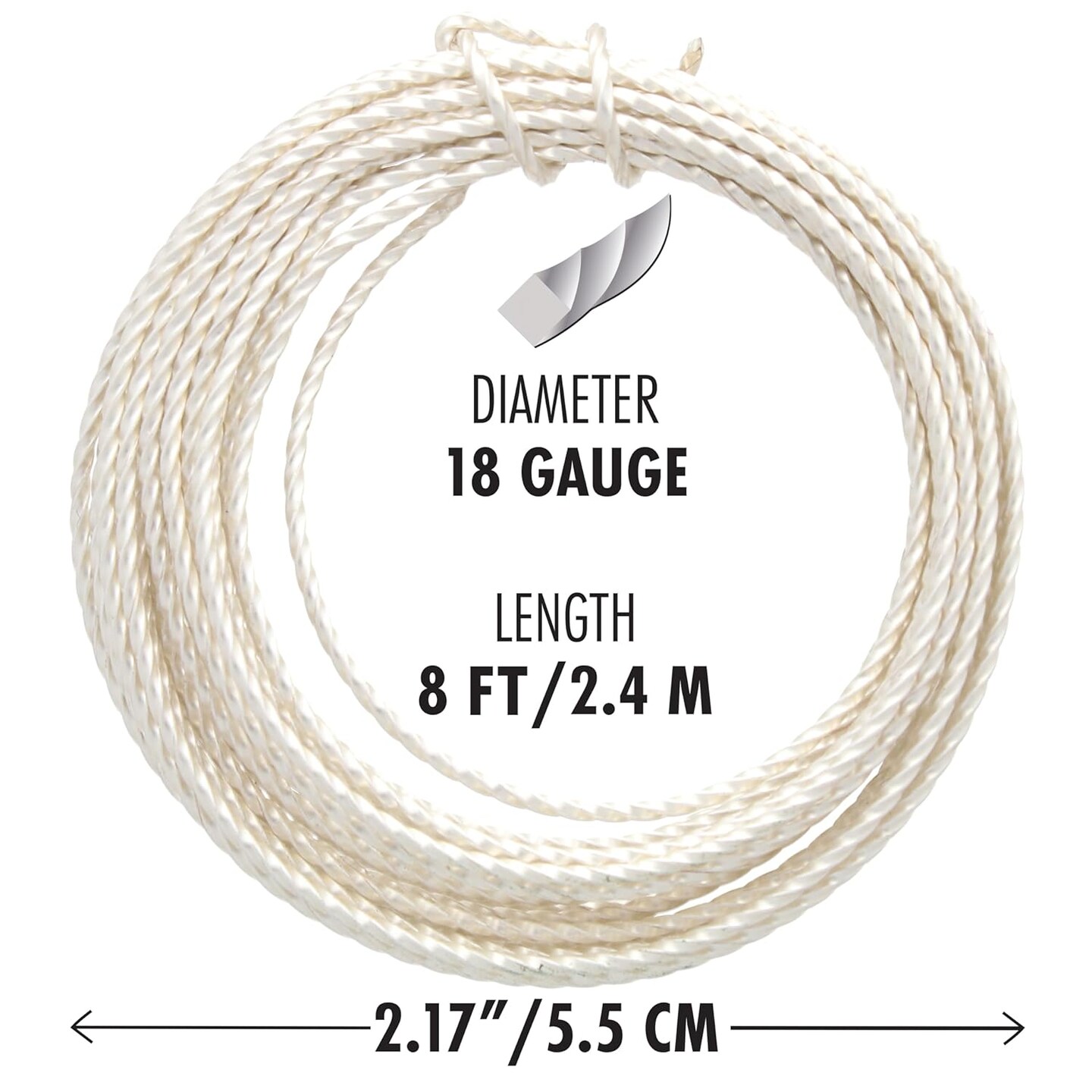 The Beadsmith Twisted Craft Wire - Wire Elements - Medium Temper - 18 Gauge, 8 Ft Coil - Silver Color - Beading Wire Used for Jewelry Making, and Other DIY Arts &#x26; Crafts