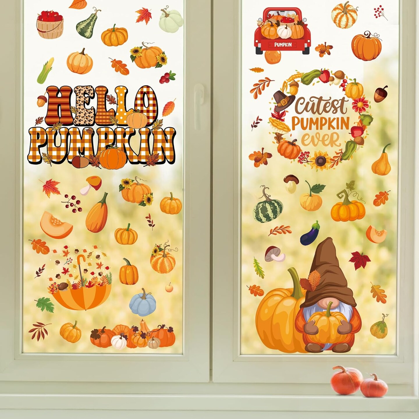 Pumpkin Thanksgiving Stickers Decorations for Glass