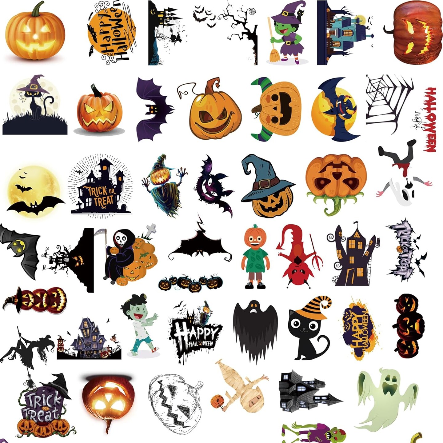 110PCS Non-Repeating Halloween Pumpkin