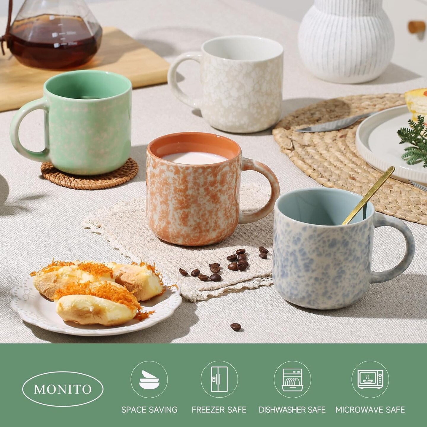 12 OZ Coffee Mugs Set of 4, Ceramic Coffee Mugs