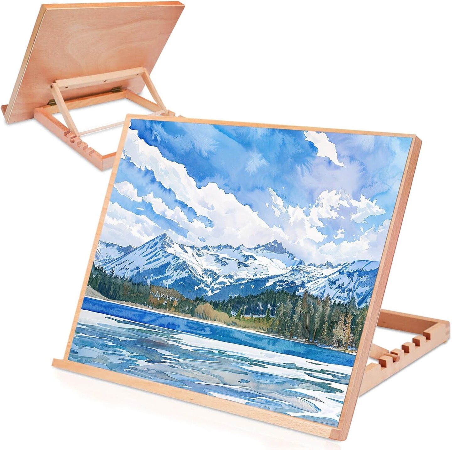 Wooden Tabletop Easel A3 Drawing Board with 5 Adjustable Angles, Smooth Suraface Art Easel for Adults, Artists, Beginners, Students
