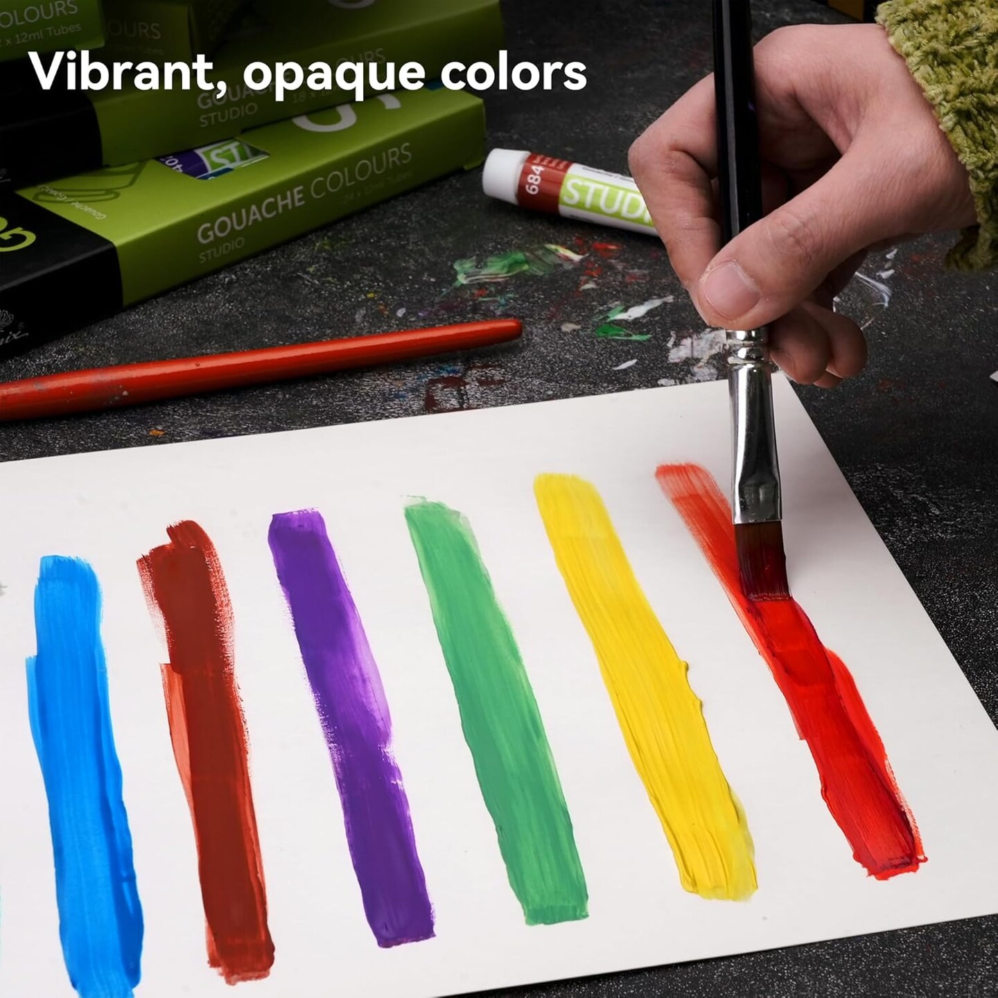 Gouache Paint Tubes - 10x22ml / 0.74 Fl Oz Non-toxic Gouache Painting Supplies Art Paints Set for Adults, Beginners, Students