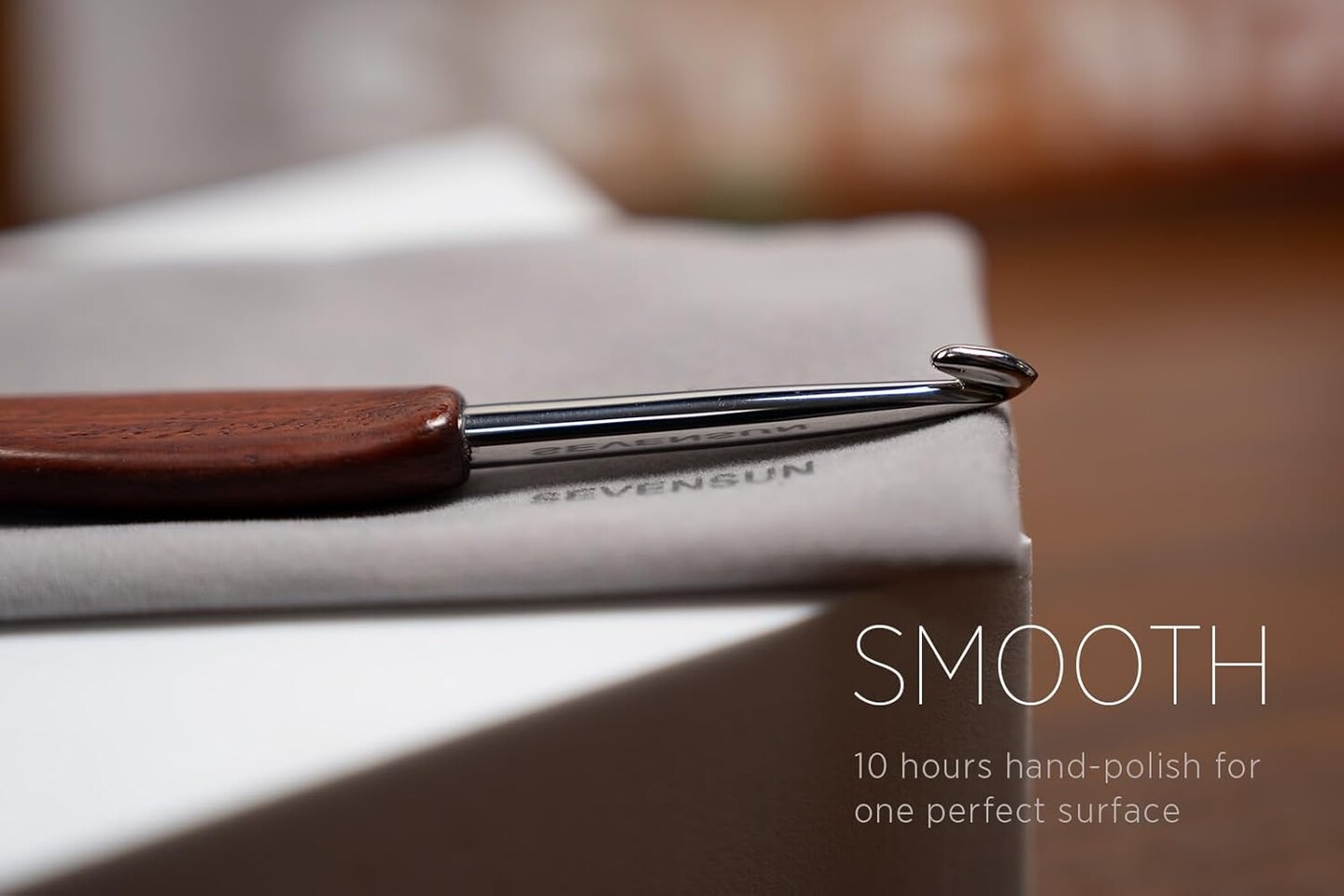 Mimosa 4mm Single Crochet Hook, Available in 0.6mm-6.5mm, Ergonomic Hand Polished Stainless Steel Inline Pointy Wood Handle Crochet Hook