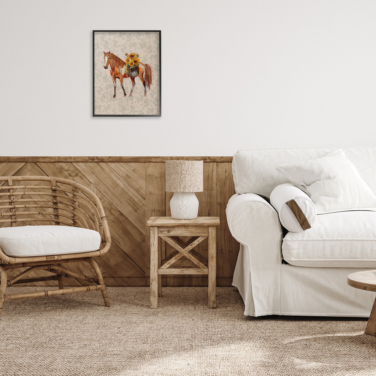 Stupell Industries Cottage Horse with Florals Framed Giclee, design by Yen