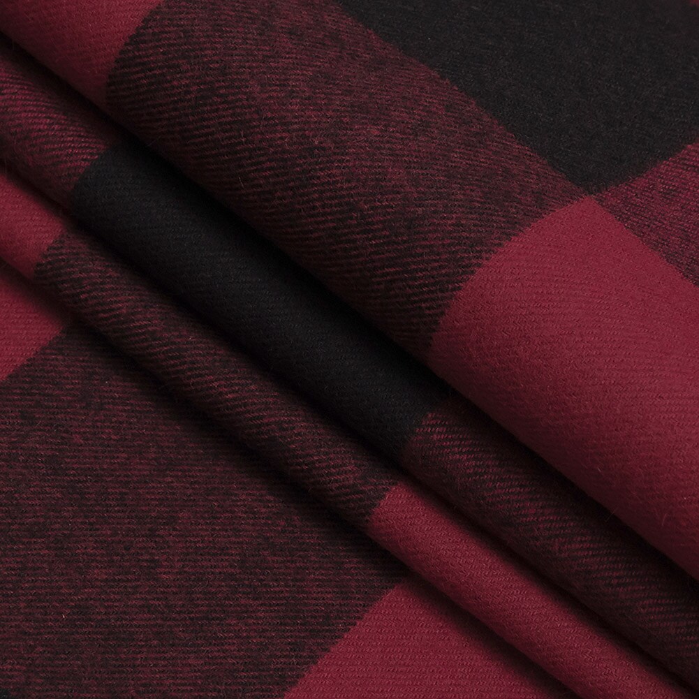 &#x22;1 Yard Buffalo Check Cotton Flannel Black and Red Seco Collection &#x22;