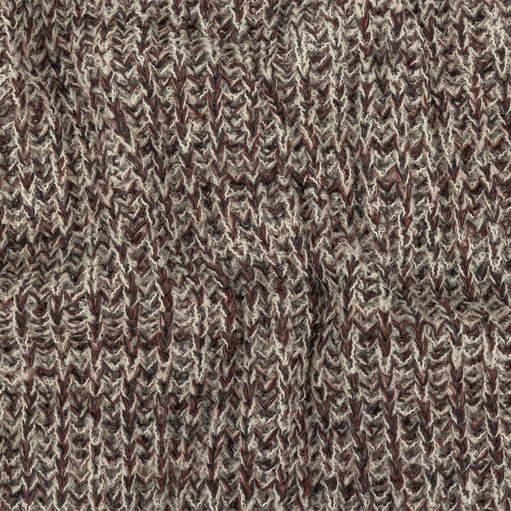 1 Yard Oxblood Red, Charcoal, and White Alyssum Chunky Boucled Wool Knit