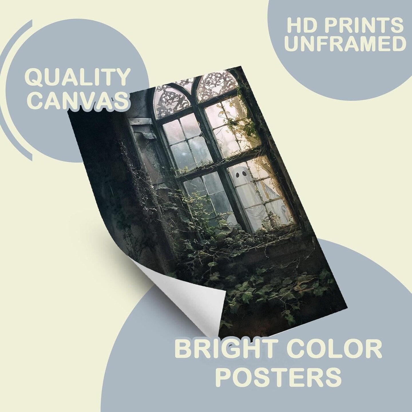 Ghost Outside The Window Halloween Wall Art - 16L&#x22; x 12W&#x22; (Unframed)