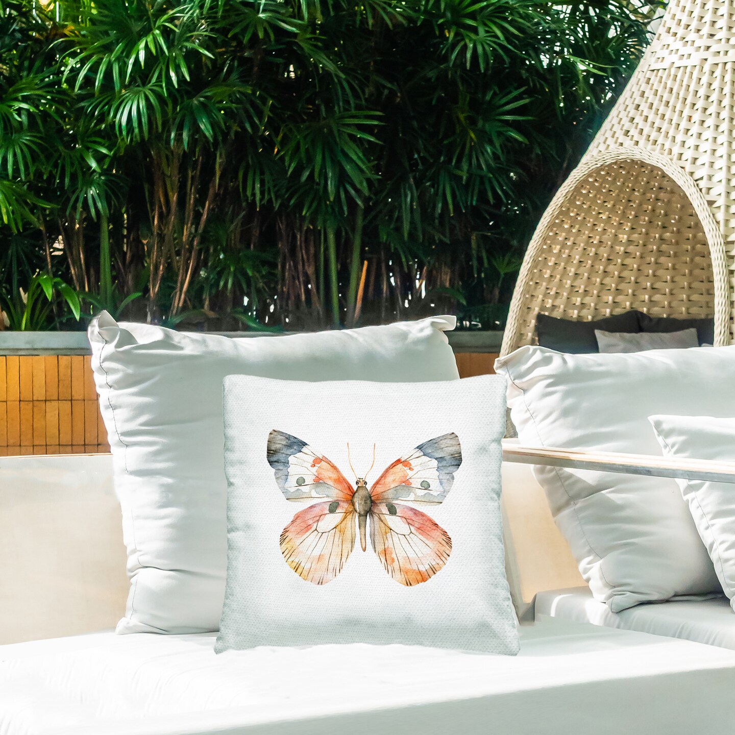 Stupell Industries Warm Watercolor Butterfly Outdoor Printed Pillow, design by Kim Allen, 18 x 7 x 18