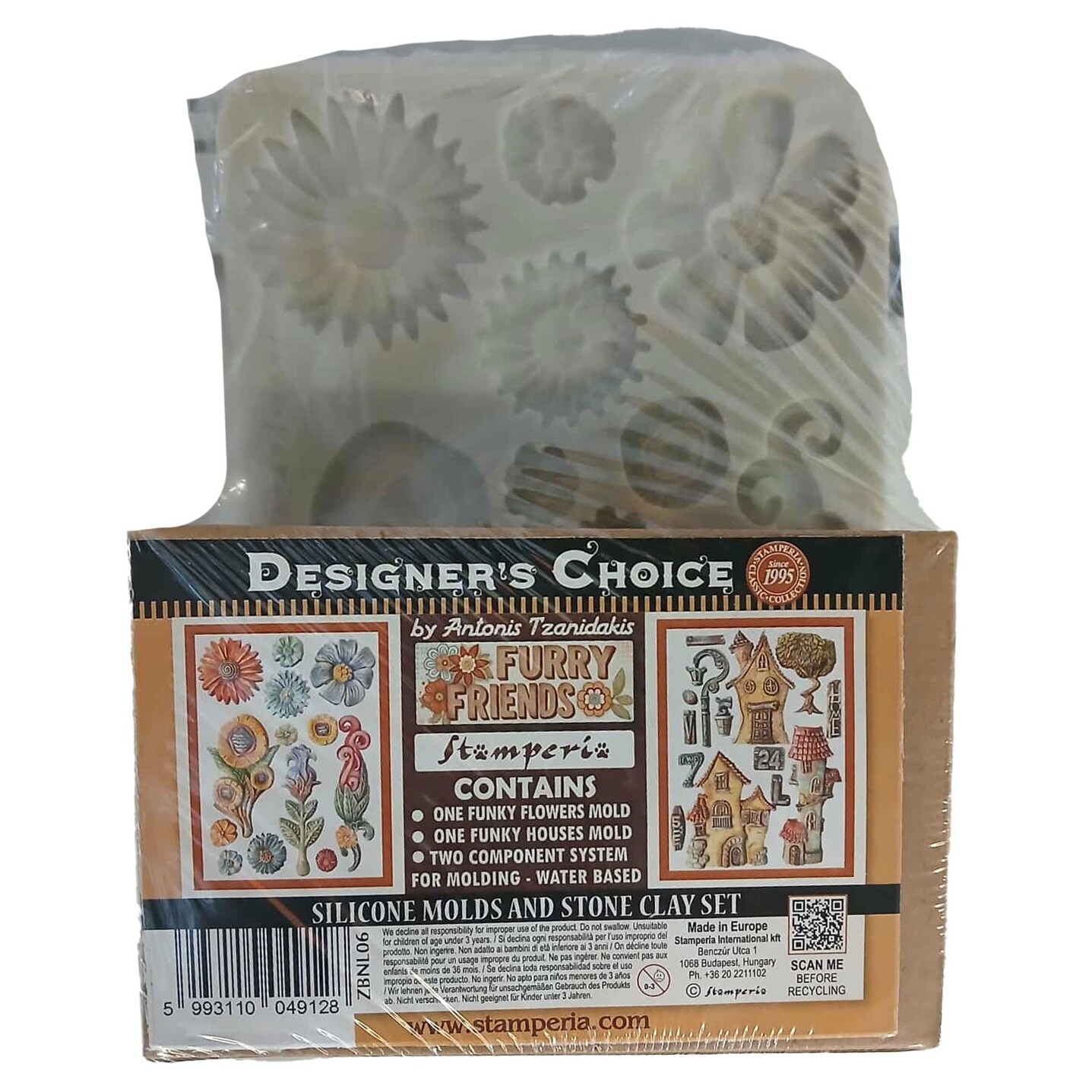 Stamperia Furry Friends Silicon Moulds and Soft Clay -House And Flowers