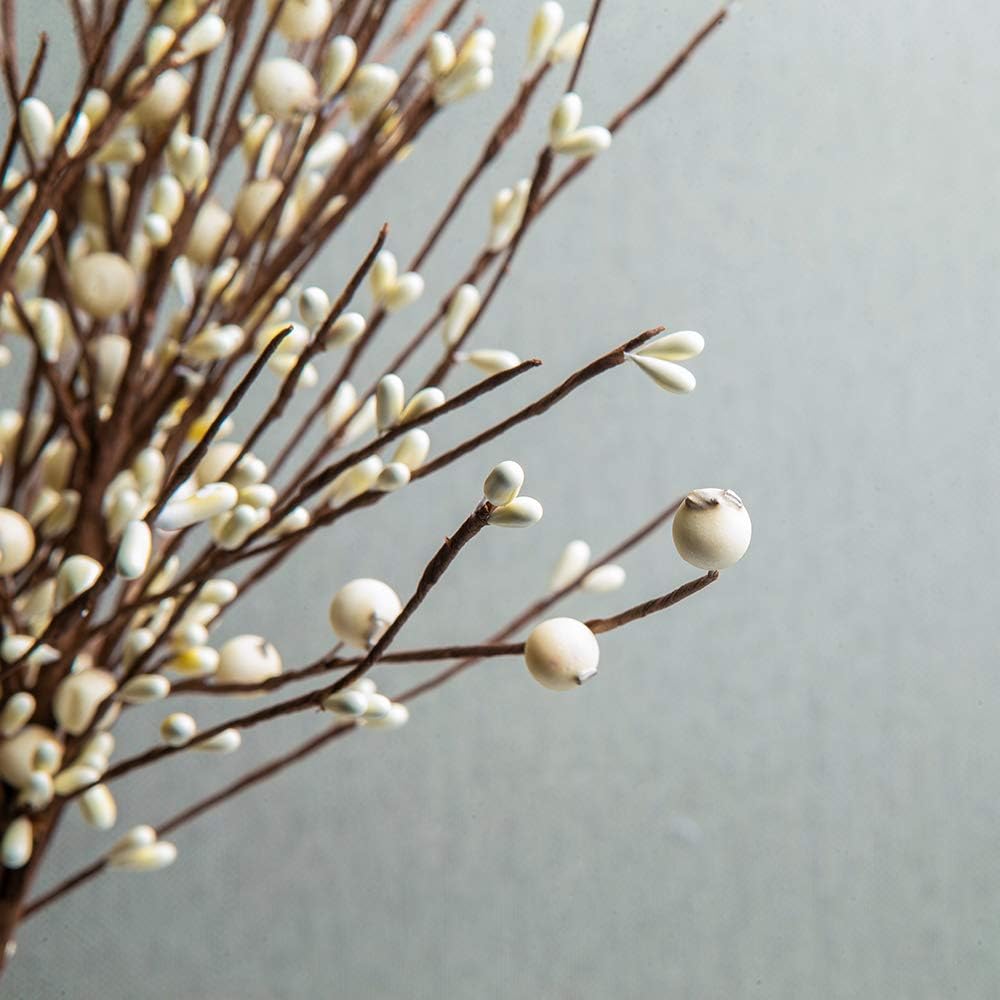 ,Cream Berries Stems White Berry Picks(Cream)