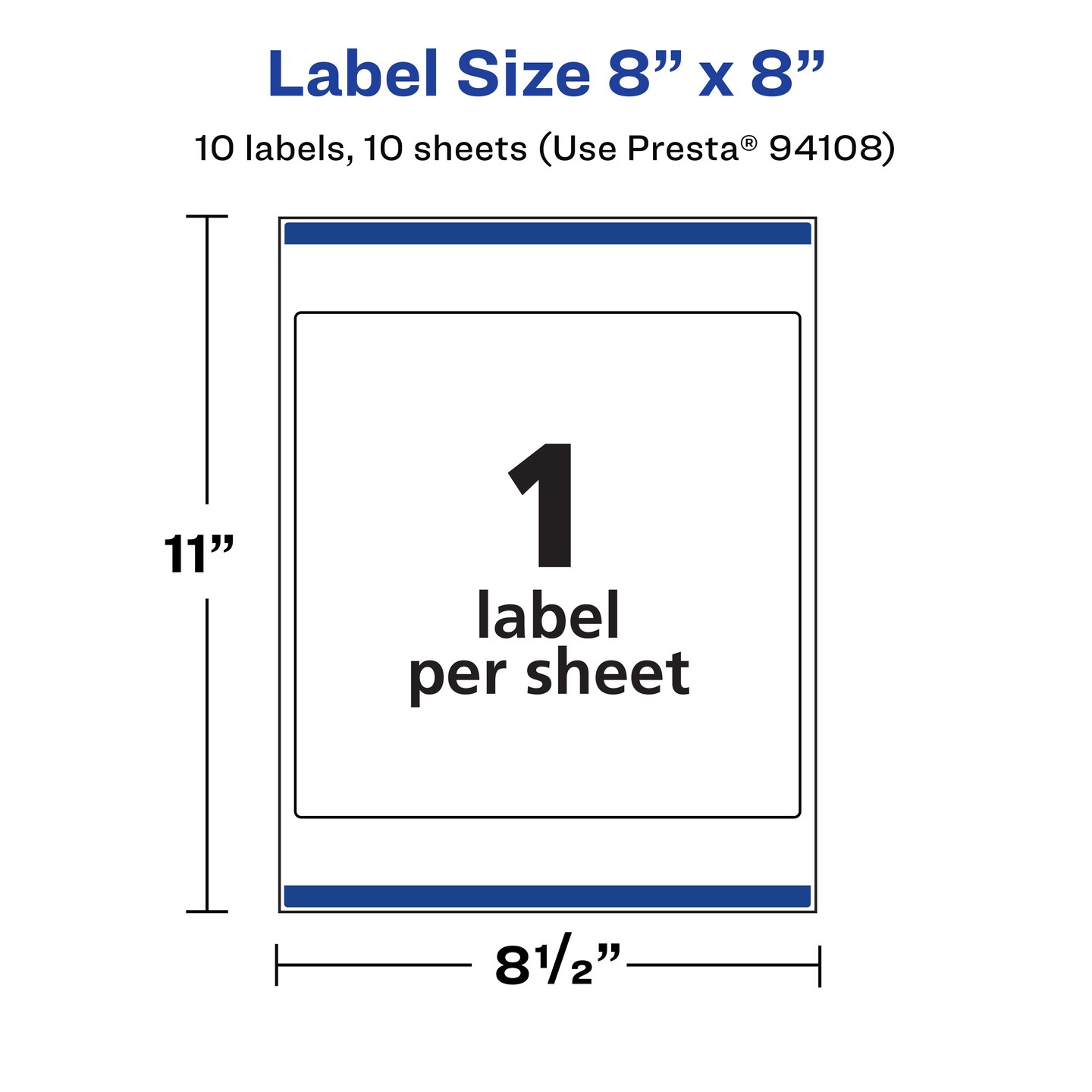 Avery Durable Waterproof Square Labels with Sure Feed, 8" x 8"