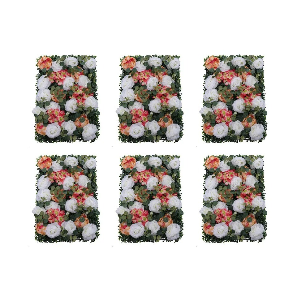 6Pcs Artificial Flower Wall Panels Flower Panel Wedding Floral Prop Wall Panel