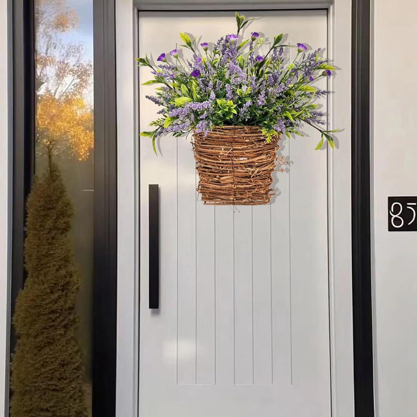 Wreath Decoration Front Door Wreath Door Hanging Outdoor Christmas for Cemetery (Purple, One Size)