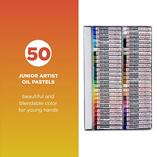 Cray-Pas Junior Artist Oil Pastel Set - Soft Oil Pastels for Kids & Artists - 50 Sticks