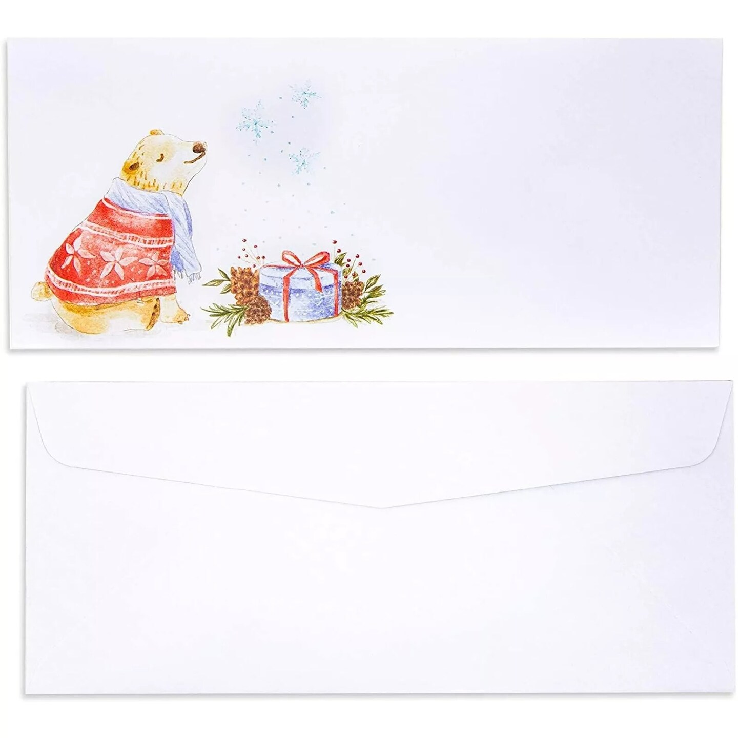 100 Count Christmas Envelopes #10 Letter Size for Holiday Greeting Cards Mailing