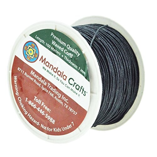 109 Yards  Mandala Crafts Black 1mm Waxed Cord for Jewelry Making - Black Waxed Cotton Cord for Jewelry String Bracelet Cord Wax Cord Necklace String