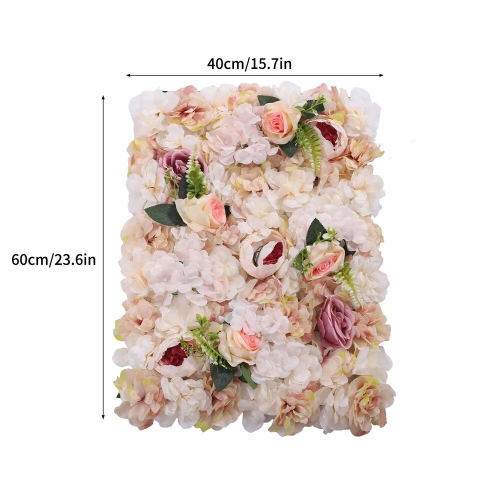 Artificial Silk Rose Wall, Flower Wall Backdrop Flower Panel for Wedding 24&#x22;*16&#x22;