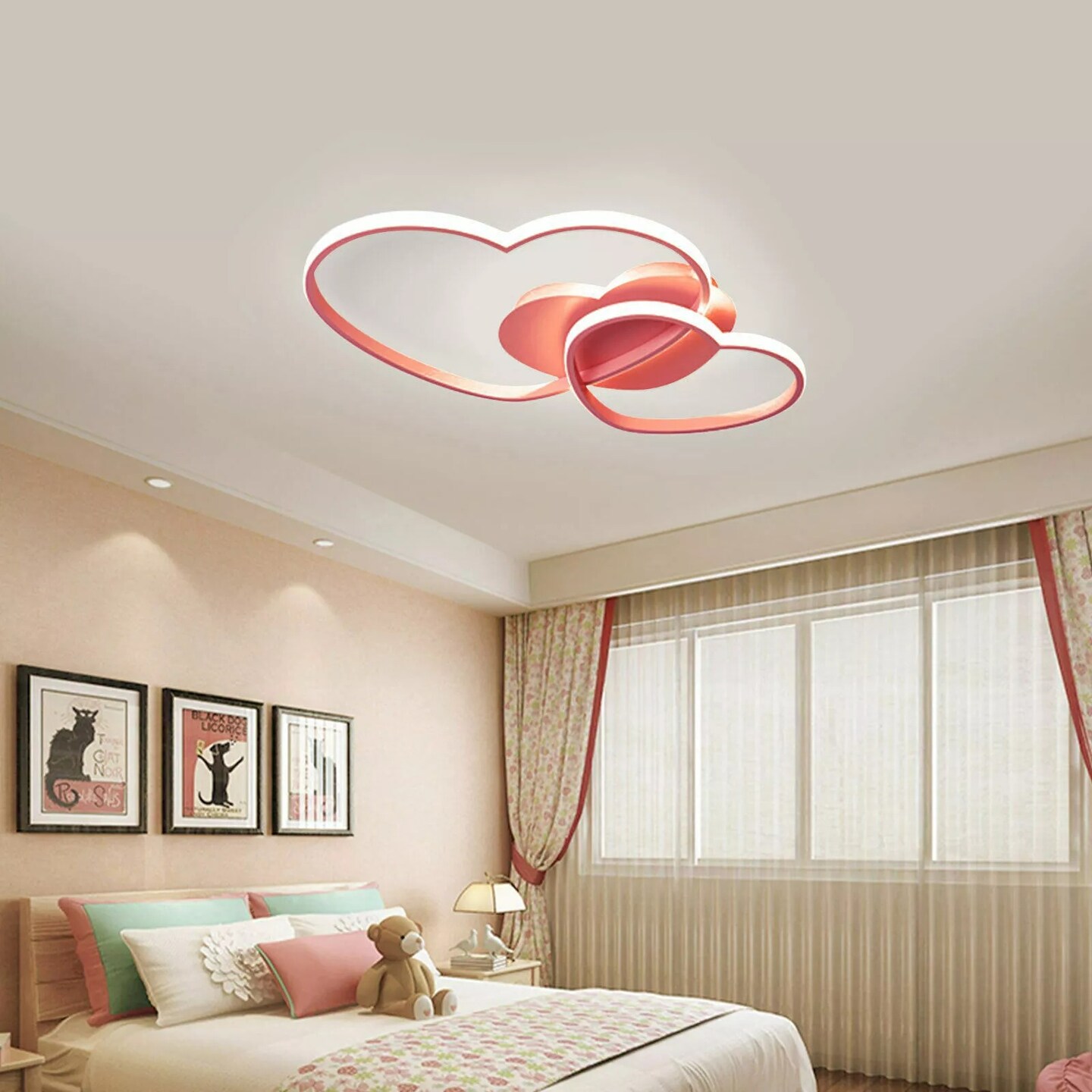Modern Acrylic Chandelier Lamp LED Heart Shape Flush-Mount Ceiling Light Fixture