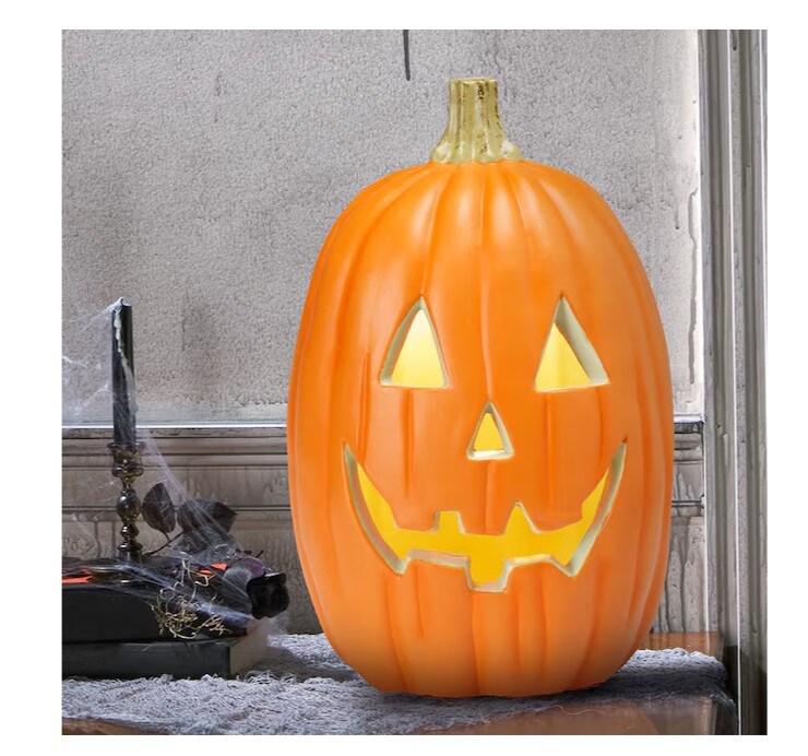 Halloween 16&#x22; Lighted Orange Jack Lantern Pumpkin Decoration