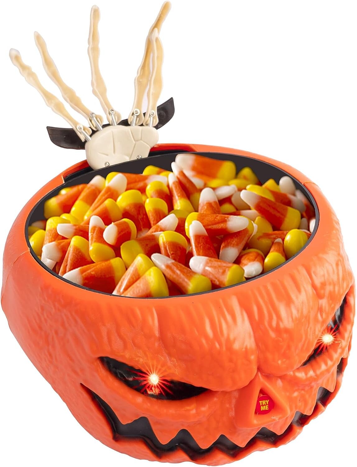 Halloween Candy Bowl, Animated Pumpkin Candy Holder, Lighted Red Eyes and Sound Candy Dish with Motion Activated for Trick-Or-Treaters Party