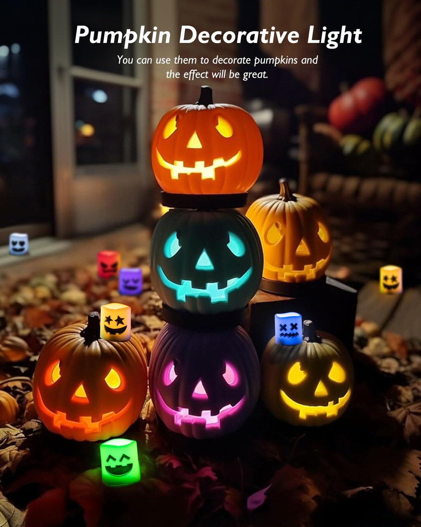 24 Pieces Color Changing Halloween Flameless Candles, 200+ Hours LED Votive Candles, Battery Operated Tea Lights for Pumpkin, Party, Christmas Decor (Batteries Included)