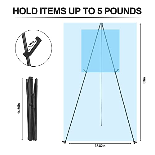 Display Easel Stand for Wedding Sign &#x26; Poster 63&#x27;&#x27; Portable Art Easel for Floor Adjustable Metal Easel Black 2 Pack