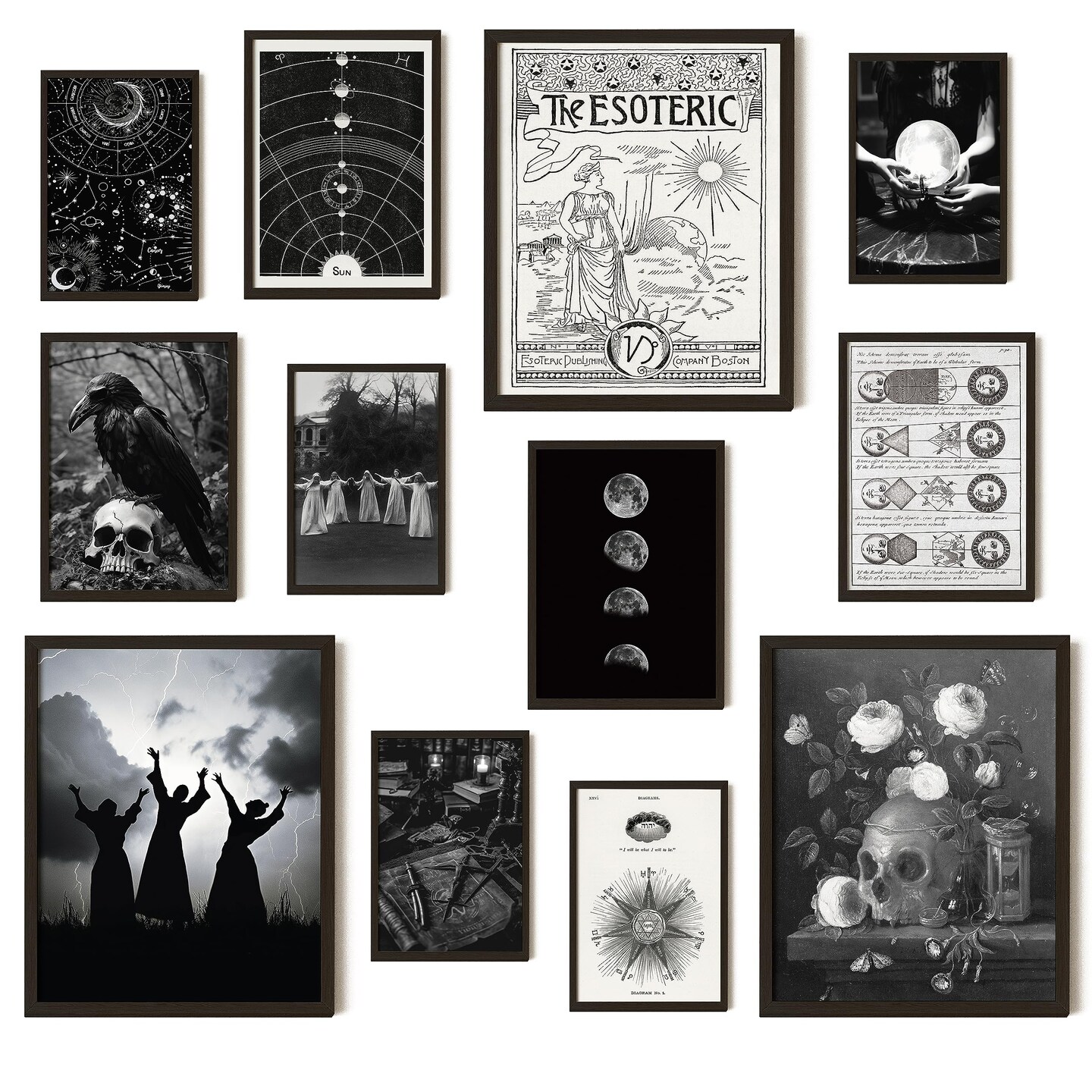 97 Decor Dark Gothic Home Decor - Witchy Decor Aesthetic Halloween Wall Decor, Vintage Goth Room Decor, Creepy Goth Posters Halloween Art Prints, Spooky Pictures Witch Decor for Bedroom (unframed)