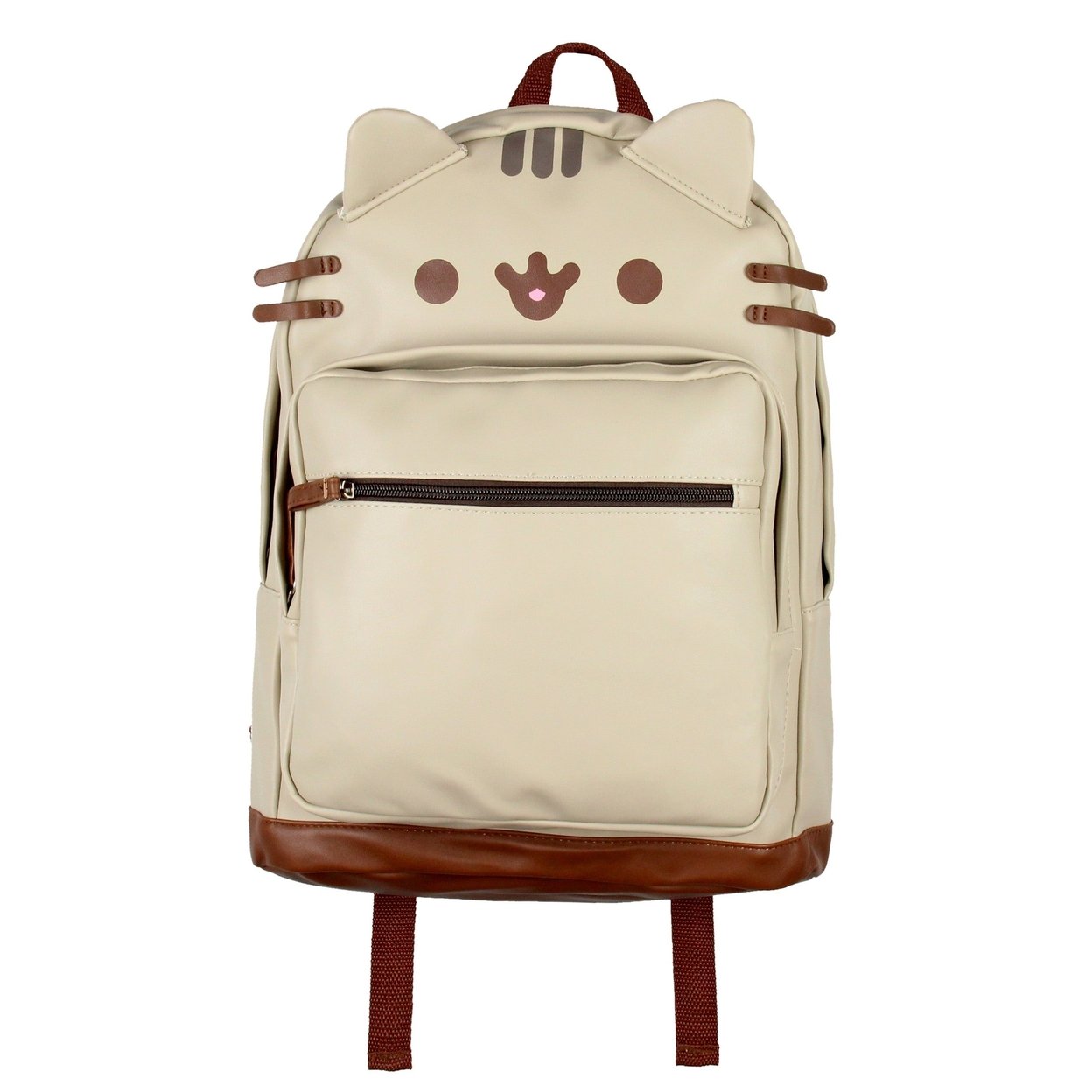 Pusheen Pu Leather Backpack Iml Cute Cartoon Design Lightweight School Bag